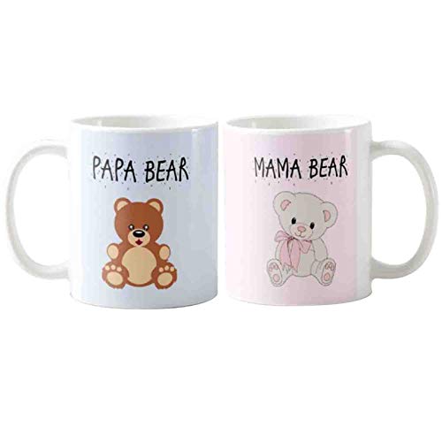 Printed Ceramic Coffee Mug Papa Bear/Mama Bear Set of Two