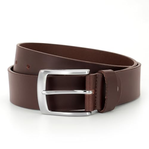 Genuine Leather Full Grain Premium Styling/Shiny Pin Buckle Casual Belt For Men 40mm, Oil Pull Up,Black and Brown color3