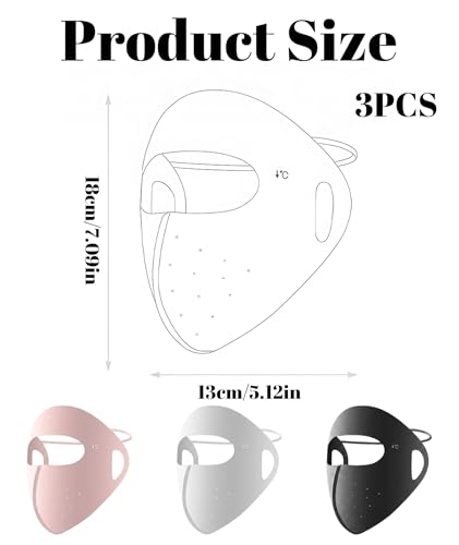 Image of Full Face Mask for Women, Face Cover for Bike Riding, Protective Face Mask for Outdoor Activities, Summer Sun Protection, Black and Pink Pack of 2