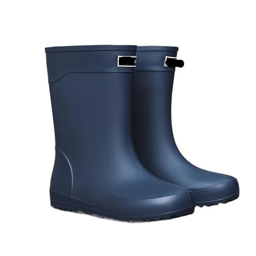 LXHZSY Botas de Agua Hombre Botas de lluvia impermeables y antideslizantes for hombre, media caña, for trabajo al aire libre deportes, con suela goma parte superior PVC(Dark Blue,40)