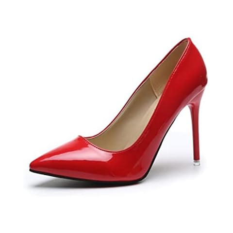 Womens Court Shoes High Heels Wedding Stilettos Pointed Toe Party Prom Pumps High-Heeled Office Shoe Fashion Sandals Red Cover