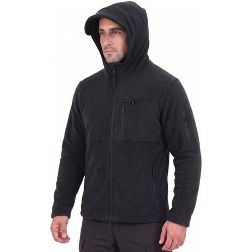 Iron Mountain Sweat à Capuche Homme Zippé Fleece Technique – Hoodie Thermique Coupe-Vent avec Poches Multiples, Sweatshirt Workwear Extérieur Hiver (Noir,...