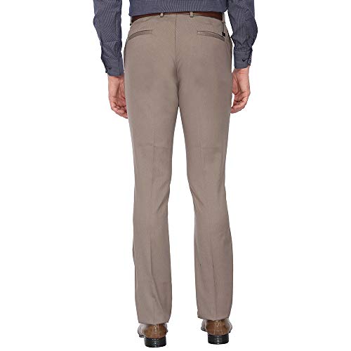 Image of VETTORIO FRATINI by Shoppers Stop Mens 5 Pocket Slub Formal Trousers Beige