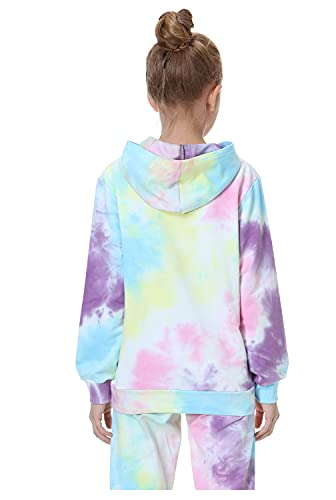 Image of Deeorla Little Boys Girls Cotton Tie Dye Hoodies Long Sleeve Pullover Sweatshirts for Big Kids 5-15Years