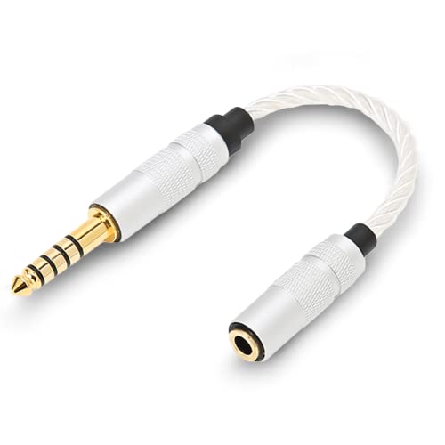 4.4mm Male to 3.5mm Female Headphone Adapter, Silver Plated 4.4mm Balanced to 3.5mm Stereo Adapter Cable Headphone Jack Converter Cord for NW?ZX300A NW?WM1