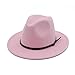 HUDANHUWEI Damen Klassische breite Krempe Fedora Hut mit Gürtelschnalle Filz Panama Hut, rose, Einheitsgröße