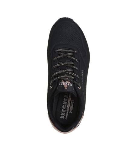 Image of Skechers Women's Uno - Shimmer Away Wedge Slip-On Fashion Sneakers, Black /Black, 9.5