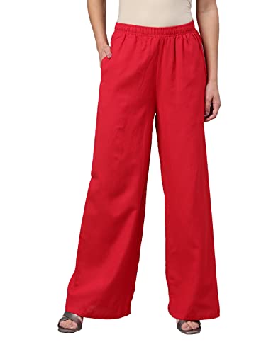 Image of GO COLORS Soft Viscose & Linen Blend Linen Palazzo Full Length for Women| Breathable, Mid Rise