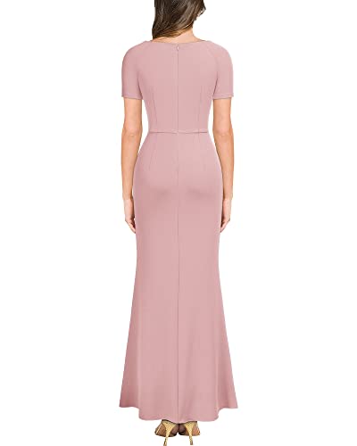 Image of Miusol Women's Deep V-Neck Ruffle Split Evening Prom Long Dress