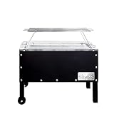 Grillcorp Caja China MEDIUM stainless steel, Roasting Box with Thermometer and Front Wheels, Chinese Box Grill, Pig Roaster Box, Pizza Box Grill, Wooden Handle (Medium Merchant, Black)