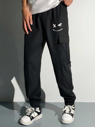 Image of Boys' Premium Cargo Jogger Pants | Soft Pilot Fabric | Stylish Printed Joggers with Side Pocket | Elastic Waist & Cuff(KBC-01)