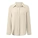 Women's Button Down Lapel Shirts Casual Long Sleeve Top Plain Oversized Blouse Women Tops Womens Polyester (Beige, L)