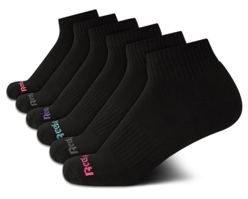 Reebok Womens Comfort Cushioned Athletic Quarter Cut Socks (6 Pack)