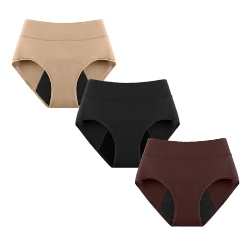 Fluxe Womens Washable Briefs - 3-Pack Comfortable and Secure Underwear for All-Day Protection