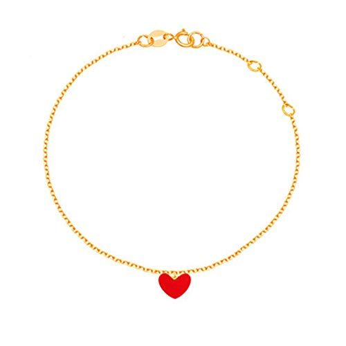 Tobilleras de oro amarillo 18k con corazón el regalo romántico perfecto