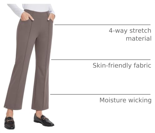 Image of G4Free Flare Yoga Pants Women Ankle Casual Pants with Pockets Strechy Bootcut Wide Leg Dress Pants Petite /Regualr /Tall