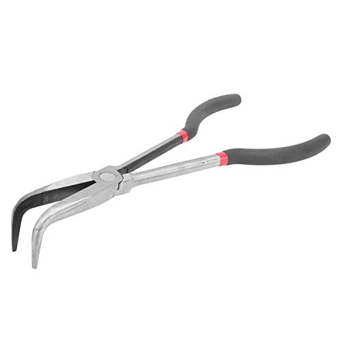 Walfront Needle Nose Pliers, 90 Degree Bent, Long Reach, Tool Steel, 11in (280mm), Viscose Plastic Handle