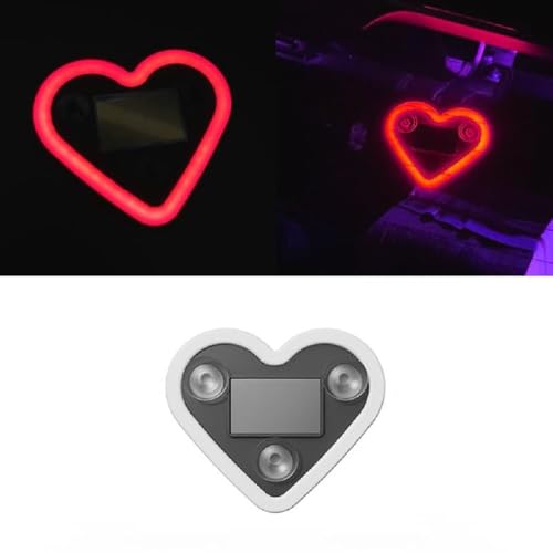 Image of Car LED Ambient Light Heart Shape with Solar & USB Charging - Neon Interior Windshield Decoration Lamp with Light Sensor, 5 Modes & Suction Mount for Cars, Romantic Night Driving Accessory