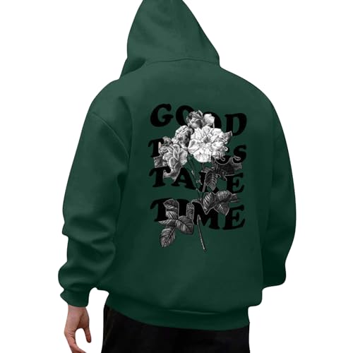 Hoodies for Men Letter Graphic Hooded Sweatshirts Unisex Causal Long Sleeve Drawstring Pullover Tops with Pocket2