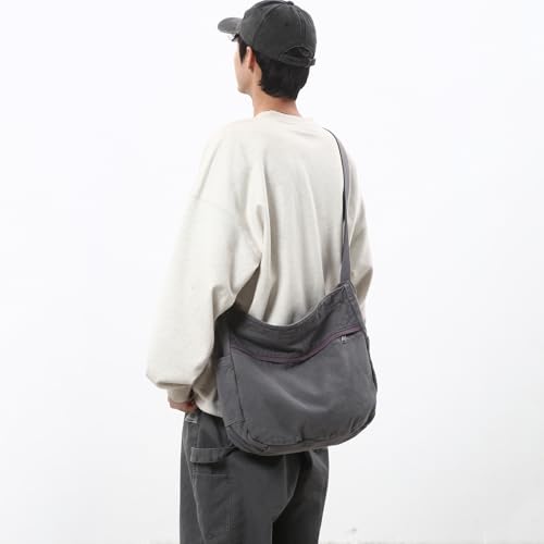 Image of Canvas Hobo Crossbody Shoulder Tote Bag for Women and Men Large Purse Messenger Bag Travel Work Shopping
