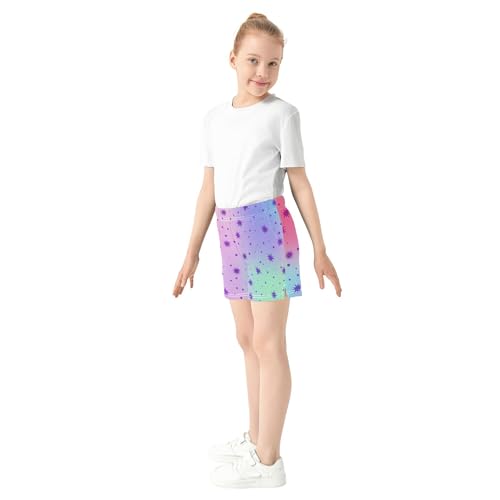 Girls Athletic Shorts Pastel Purple Stars Soft Colorful Print Kids Summer Pajama Sleepwear, Custom Name, X-Small4