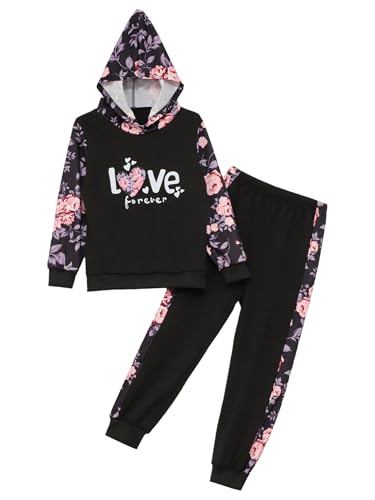 Hansber Girls Clothing Sets Kids Long Sleeve 2 Piece Outfits Workout Athletic Sports Tracksuit Sweatsuits