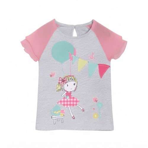Image of miniklub Girls Grey Printed Pure Cotton Top