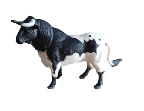 Genérico Figura Toro de Lidia 17cm Juguete Color Negro y Blanco berrendo Edad a Partir de 3 años.