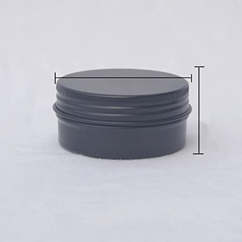Lot de 30 flacons rechargeables ronds en aluminium argenté pour bougies, cosmétiques, baumes à lèvres, 5/10/15/20/30/50 g (noir - 50 g)