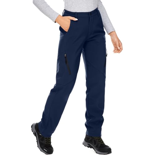 Toomett Womens Snow Pants waterproof hiking pants insulated Snowboard Outdoor Softshell ski Pants Zipper pockets 6080 Navy 16