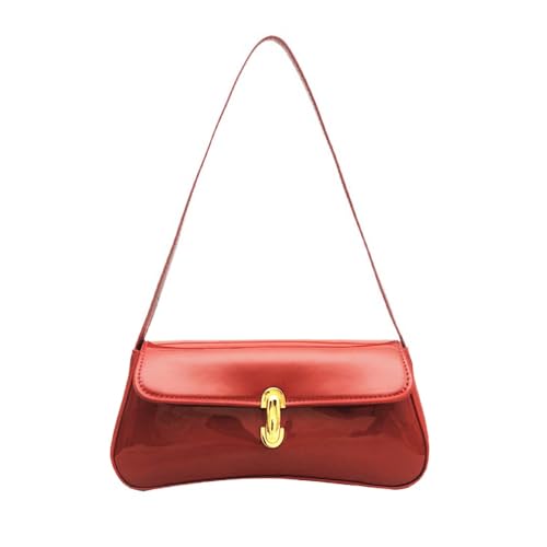 Patent Leather Shoulder Bag for Women Clutch Purse Locks Vegan Handbags Evening Bag