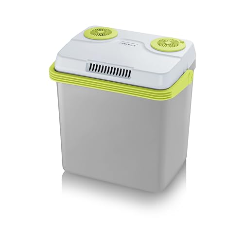 SEVERIN KB 2924 Electric Cool Box with Cooling and Keep Warm Function, 20 L, Includes 2 Power Cables Including 12 V Cigarette Lighter, Green/Grey