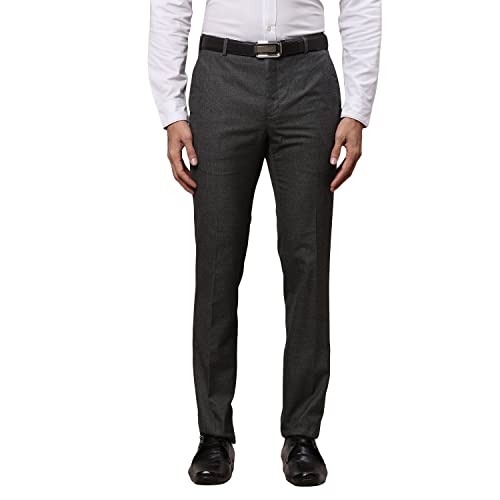 Image of Raymond Men's Polyviscose Blend Structure Pattern Slim Fit Flat Front Formal Trouser