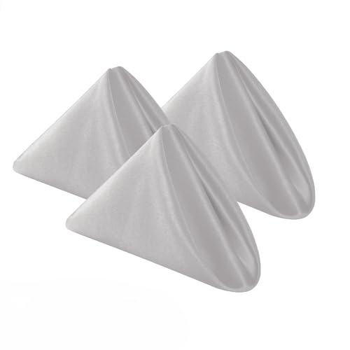 Bailarina Cloth Napkins Set of 120,17x17 inches Dinner Napkins Cloth Washable,Polyester Square Table Cloth Napkin Bulk with Hemmed Edges Ideal for Banquets, Parties and Weddings-Silver