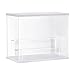 MECCANIXITY Clear Acrylic Display Case with LED Light 2 Tier Dustproof Showcase Assemble Cube Display Boxes Stand for Collectibles, Action Figures (12.6x7.09x10.43) White