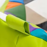 Ecopuf - Pufa Keiko Patchwork - Worek do siedzenia ze sztucznej skóry - Siedzenie z odporną na rozdarcia i plamy torbą - Beanbag z uchwytem - Wypełnienie styropianowe - Zielony E16 - S - 75x70x75cm