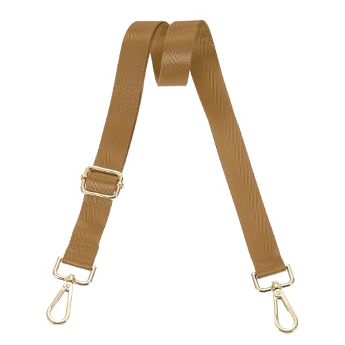 uxcell Wide Shoulder Strap, 2.5cm Adjustable Purse Strap Replacement Crossbody Strap for Shoulder Bag Handbag, Light Brown, Light Gold Pull Core Buckle