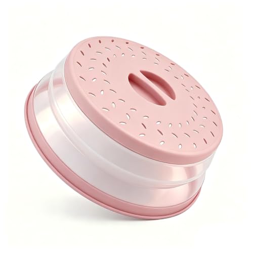 Image of Collapsible Microwave Splatter Cover (Dark pink, 10.5IN) | Microwave Plate Cover With Steam Vent,BPA-Free Silicone & Plastic