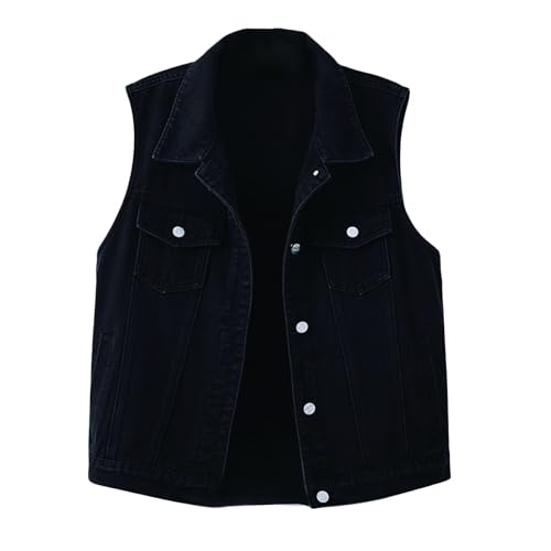 Generisch Chaleco vaquero para hombre - Chaleco vaquero para hombre, sin mangas, chaqueta vaquera, chaleco elástico para motorista, chaqueta de entretiempo de verano, chaquetas vaqueras delgadas
