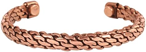 Touchstone Indian Handcrafted Copper Bracelet Peace Chakra Yoga Meditation Mantra Jewelry Cuff for Women and Men.