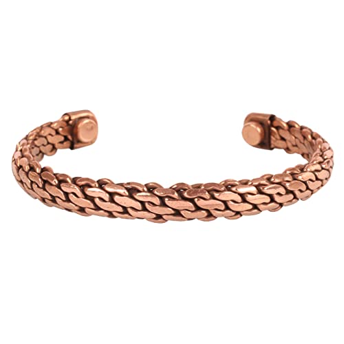 Bracelet en cuivre style tibétain jonc forgé main en cuivre pur solide
