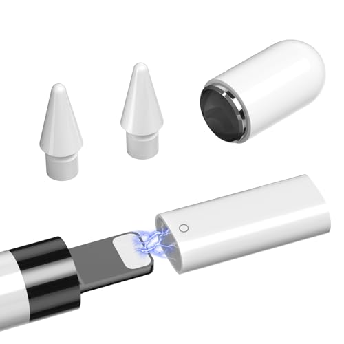 Ladeadapter Adapter Kompatibel mit Apple Pencil 1. Generation, 2 Stück Spitzen Ersatzspitzen Tips Nibs für iPencil 1. Gen Kappe Cap Magnetische Ersatzkappen Magnetische für iPad Pro/Mini/Air
