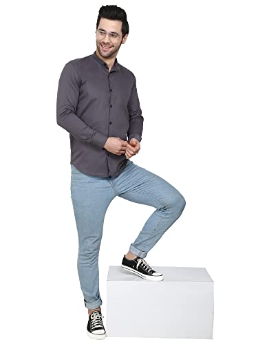 Image of Men's Solid Regular Fit Casual Shirt for Men Formal Shirts for Office College Boys Men Full Sleeves Work Wear