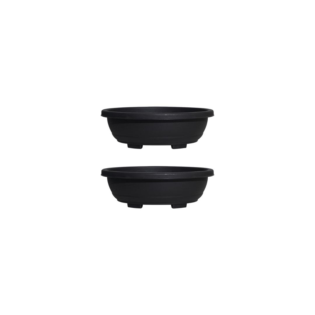 Harshdeep Flower Pots for Bonsai Plants - Oval - Indoor Outdoor Home Living Room Garden Patio Decorative Big Size Plant Container 16 Inch Set of 2 (Black) (B0D92HM269) Amazon Price History, Amazon Price Tracker