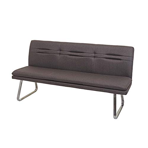 Mendler Banco De Comedor Hwc-H70, Banco Tapizado, Respaldo De Tela Textil De Acero Inoxidable Cepillado, Color Gris-Marrón, 180 Cm