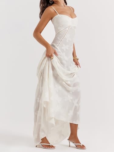 French Lace Maxi Dress Strappy Slim Square Neck Delicate Jacquard Maxi Dress3