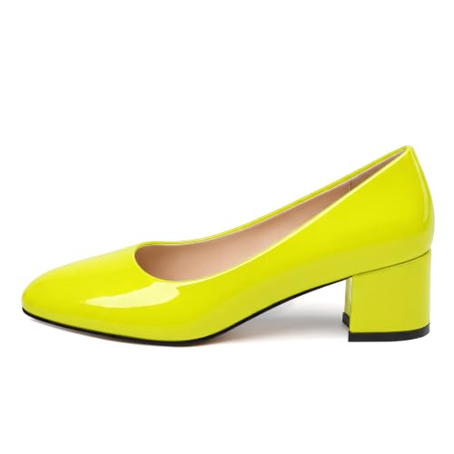Image of SKYSTERRY Women's Low Heel Dress Pumps Shoes 2 Inch | Low Chunky Block Heel Pumps, Closed Round Toe Heels, Patent Leather Office Work Wedding Pumps Shoes