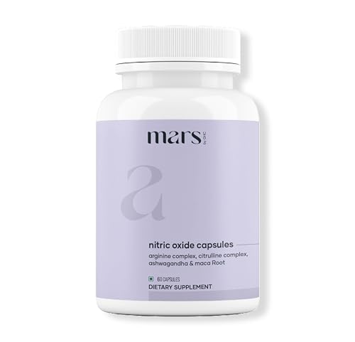Mars Nitric Oxide Capsules – with L-Arginine, L-Citrulline & Adaptogenic Blend | Supports Energy, Circulation & Muscle Recovery | 60 Capsules