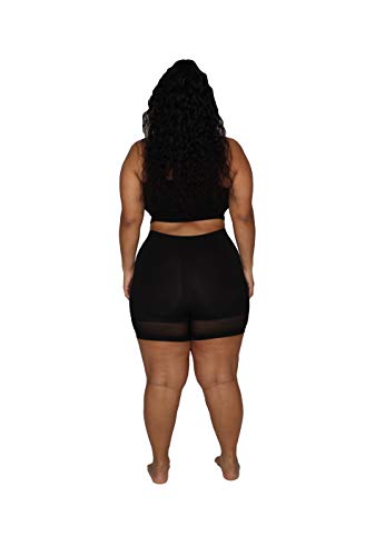 Women's Comfortable Cotton Boyshort With Mesh Mid Length 4.5" (Black, X-Large) #TOP5