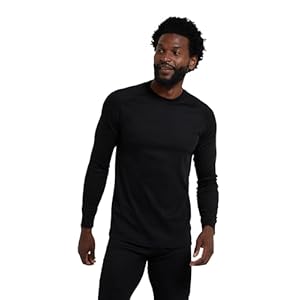 Mountain Warehouse Talus Mens Thermal Baselayer Top – Quick Drying Jumper, Easy Care, Long Sleeves, Sweater, Breathable, Lightweight & High Wicking Black M